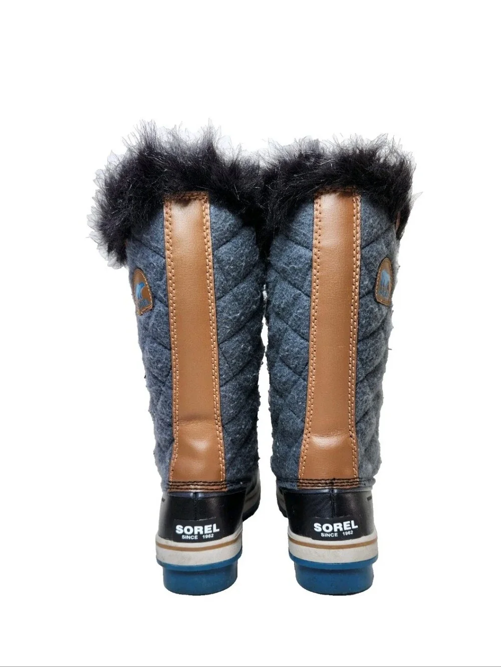 SOREL Tofino Waterproof Tall Boots Sz 8.5 Grey Blue Winter Snow NL2113-242